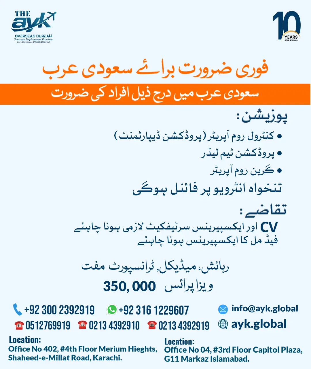 Production Department Vacancy